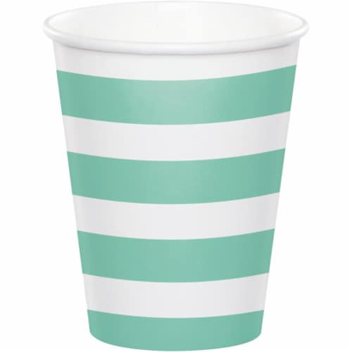 Creative Converting 344485 8 oz Dots & Stripes Fresh Cup, Mint - 96 Count Perspective: front