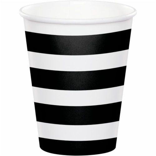 Creative Converting 344486 8 oz Dots & Stripes Cup, Black & Velvet - 96 Count Perspective: front