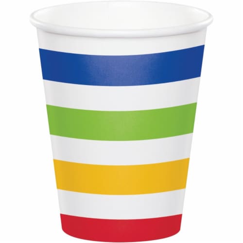 Creative Converting 344487 8 oz Dots & Stripes Cup- Multicolor - 96 Count Perspective: front