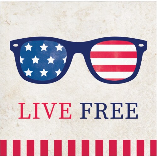 Creative Converting Patriotic Live Free Beverage Napkins Perspective: front