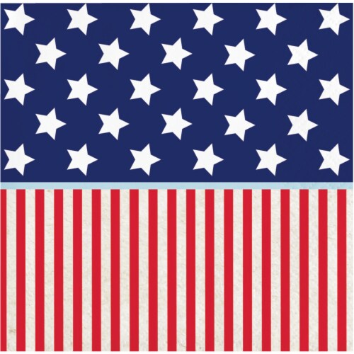 Creative Converting Patriotic Beverage Napkins - Red/White/Blue Perspective: front