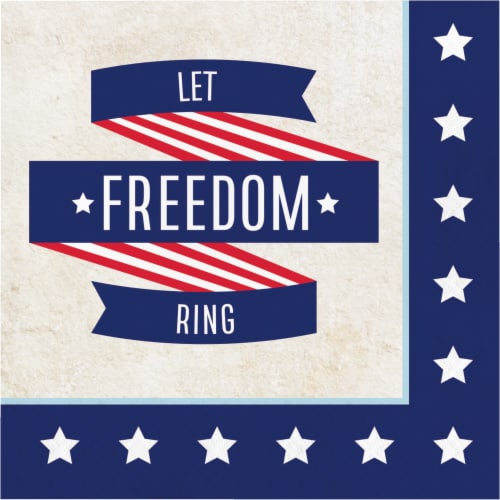 Creative Converting Let Freedom Ring Lunch Napkins - Red/White/Blue Perspective: front
