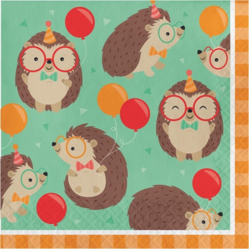 Creative Converting 345892 6.5 x 6.5 in. Hedgehog Party Luncheon 1 by 4 Fold 2-Ply Tissue Nap Perspective: front
