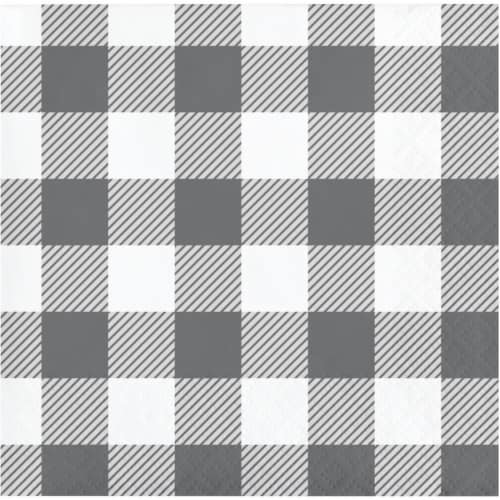 Creative Converting 346138 5 x 5 in. Buffalo Check Beverage 1 by 4 Fold 2-Ply Tissue Napkins, Perspective: front