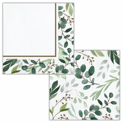 Creative Converting 346148 5 x 5 in. Eucalyptus Beverage 1 by 4 Fold 2-Ply Tissue Napkins - 1 Perspective: front