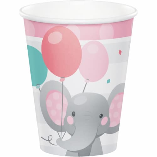 Creative Converting 346221 9 oz Enchanting Elephants Girl Cups - 96 Count Perspective: front