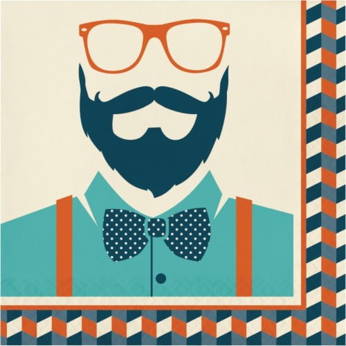 Creative Converting 346262 6.5 x 6.5 in. Hipster Birthday Luncheon 1 by 4 Fold 2-Ply Tissue N Perspective: front