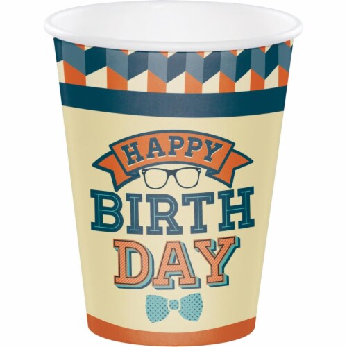 Creative Converting 346266 12 oz Hipster Birthday Cups - 96 Count Perspective: front