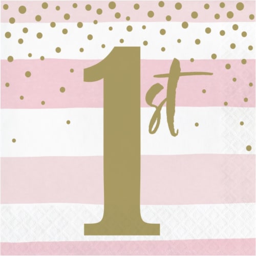Creative Converting 346287 6.5 x 6.5 in. Celebration 1st Birthday Luncheon 1 by 4 Fold 2-Ply Perspective: front