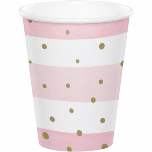 Creative Converting 346290 9 oz Celebration Cups- Pink & Gold - 96 Count Perspective: front