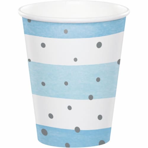 Creative Converting 346295 9 oz Celebration Cups, Blue & Silver - 96 Count Perspective: front