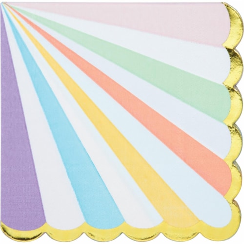 Creative Converting 346320 6.5 x 6.5 in. Foil Pastel Celebrations Scalloped Luncheon 3-Ply Fa Perspective: front