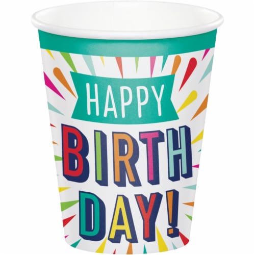 Creative Converting 346329 9 oz Birthday Burst Cups - 96 Count Perspective: front