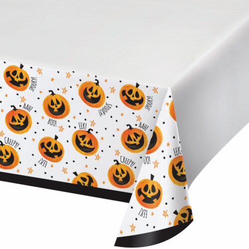 Creative Converting Partyin’ Pumpkin Table Cover Perspective: front