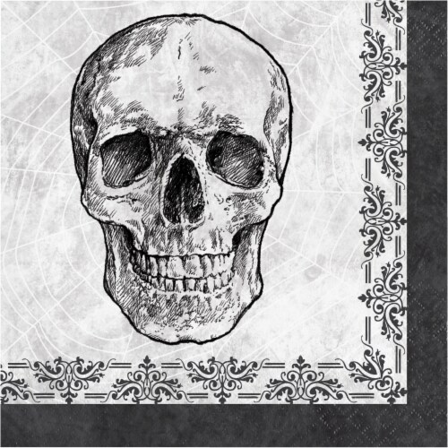 Creative Converting Skull & Spider Lunch Napkins Perspective: front