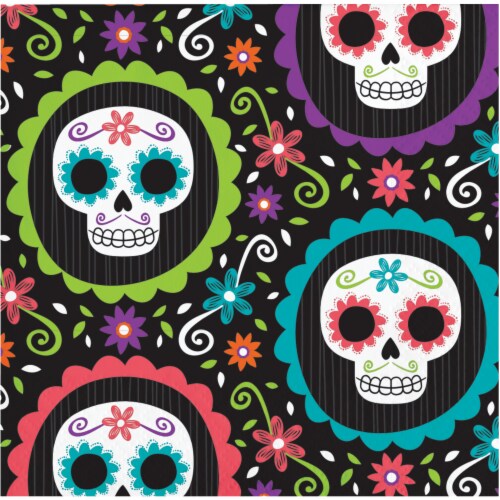 Creative Converting Day of the Dead Beverage Napkins Perspective: front