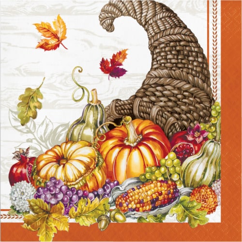 Creative Converting Plentiful Cornucopia Lunch Napkins Perspective: front