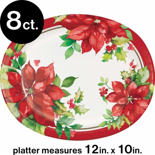 CC Paper Art Perfect Poinsettia Oval Platters Perspective: front