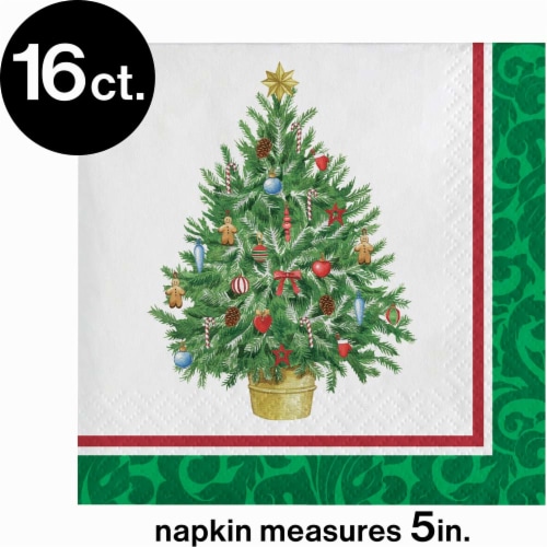 Hoffmaster Classic Christmas Tree Napkins Perspective: front