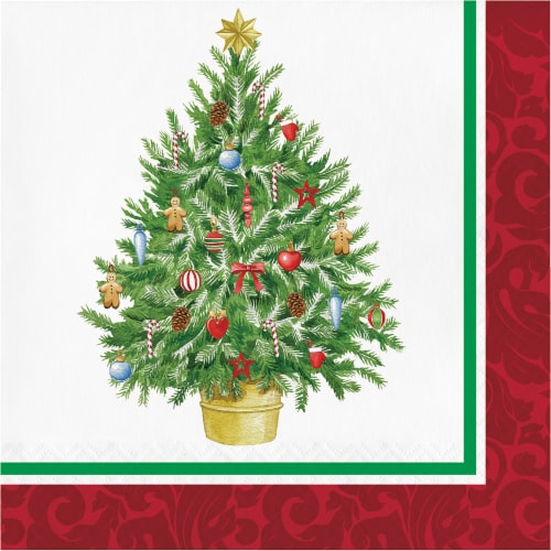 Hoffmaster Classic Christmas Tree Napkins Perspective: front