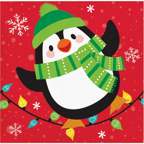 Hoffmaster Christmas Penguin Napkins Perspective: front