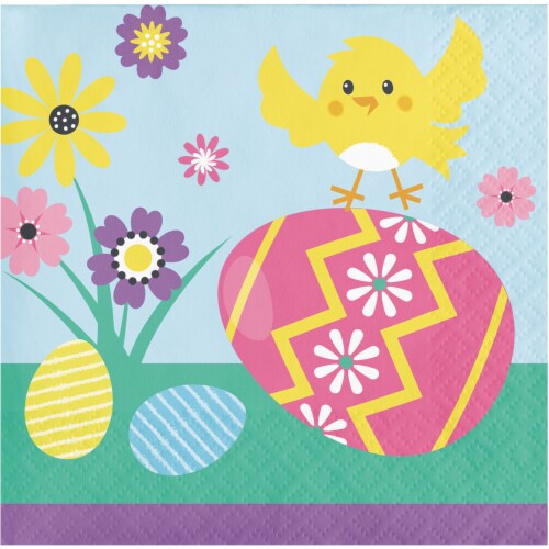 Creative Converting Bunny Fun Beverage Napkins Perspective: front