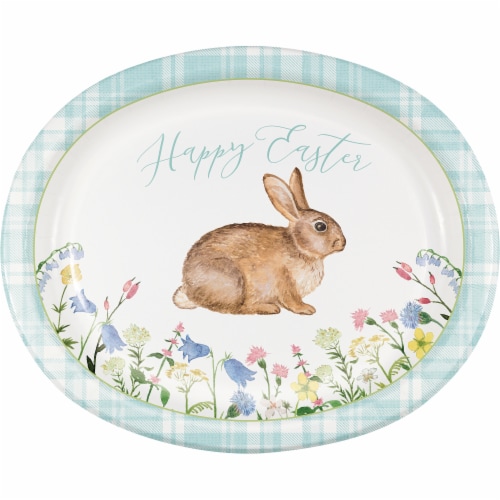 Creative Converting Blissful Bunny 10x12-Inch Paper Plate Perspective: front