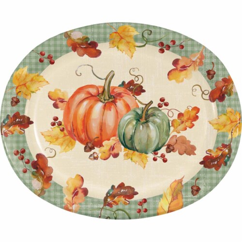 Creative Converting Pumpkin Harvest Disposable Oval Platters - 8 Pack Perspective: front