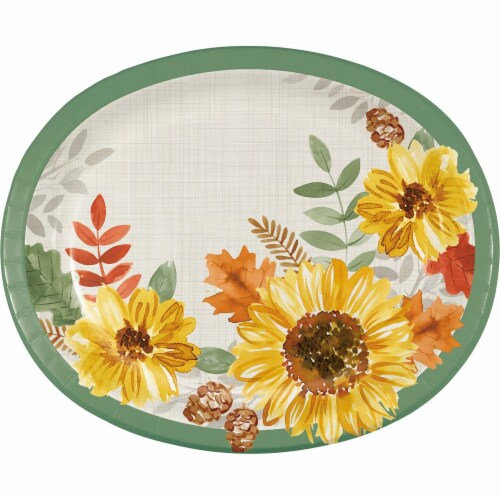 Creative Converting Fall Foliage Disposable Oval Platters - 8 Pack Perspective: front