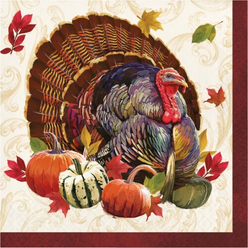 Creative Converting Thanksgiving Turkey Paper Lunch Napkins - 16 Pack Perspective: front