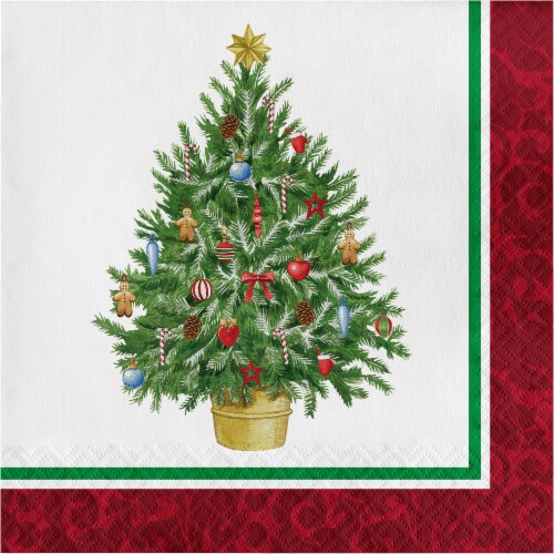 Creative Converting Classic Christmas Tree Lunch Napkins Perspective: front