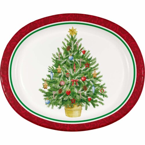 Party Creations Classic Tree Oval Platter Disposable Plates Perspective: front
