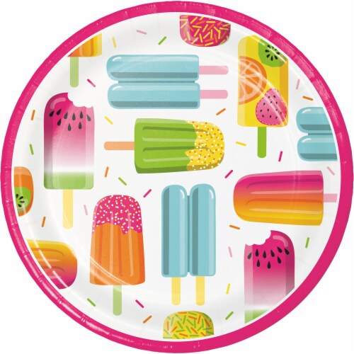 Party Creations Summer Outdoor Dinner Plates - Popsicle Fun Perspective: front