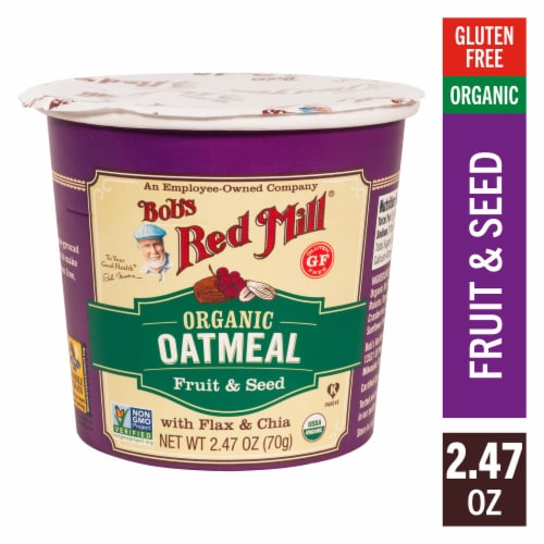 Bob's Red Mill Gluten Free Organic Fruit and Seed Oatmeal Cup Perspective: front