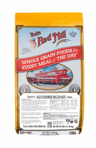 Bobs Red Mill Gluten Free Organic Old Fashioned Rolled Oats, 25 Pound -- 1 each. Perspective: front
