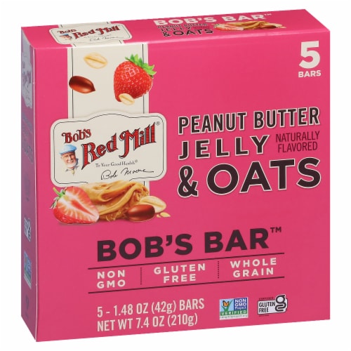 Bob's Red Mill Gluten Free Peanut Butter Jelly & Oats Bob's Bar Perspective: front