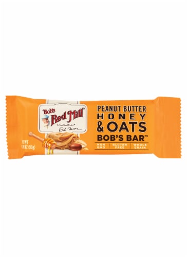 Bob's Red Mill Gluten Free Non-GMO Peanut Butter Honey & Oats Bob's Bar Perspective: front