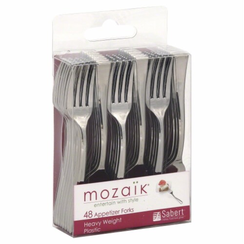Sabert Mozaik Appetizer Forks - Silver Perspective: front