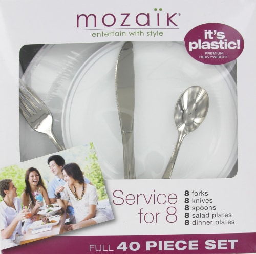 Sabert Mozaik Service for 8 Full 40 Piece Set Perspective: front
