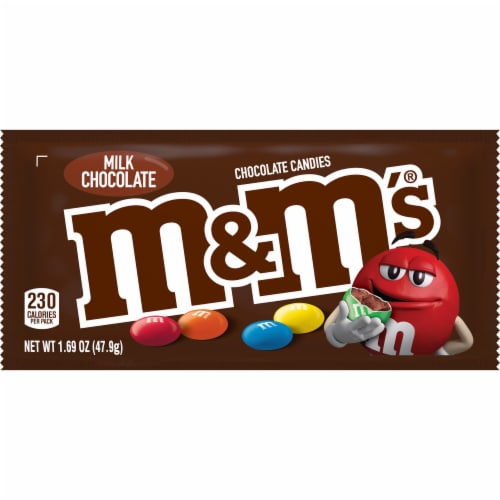 M&M'S Milk Chocolate Candy, Full Size, 1.69 oz Bag Perspective: front