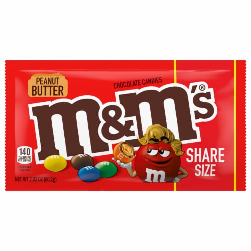 M&M's® Peanut Butter Sharing Size Candy Bag Perspective: front