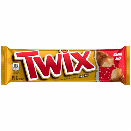 Twix Milk Chocolate Caramel Cookie Candy Share Size Bar Perspective: front