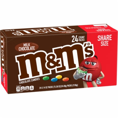 M&M'S Milk Chocolate Candy Share Size Bulk Pack Individually Wrapped Perspective: front