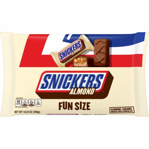 SNICKERS Almond Fun Size Milk Chocolate Candy Bars, 10.23 oz Bag Perspective: front