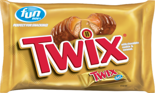 TWIX Caramel Fun Size Cookie Bar Candy Perspective: front