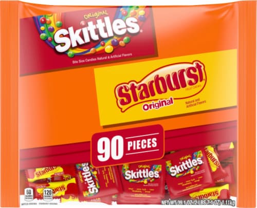Skittles & Starbursts Fun Size Halloween Candy Bag Perspective: front