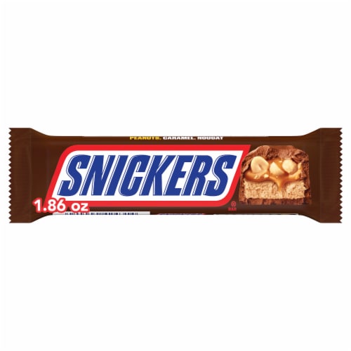 Snickers Full Size Chocolate Candy Bar Perspective: front