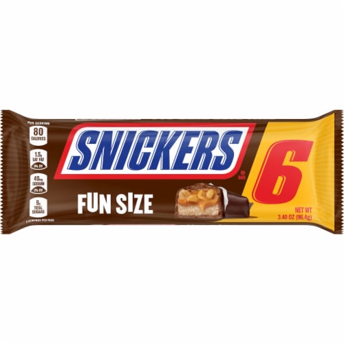 Snickers Fun Size Chocolate Candy Bars, 6 pk/3.4 oz - Dillons Food Stores