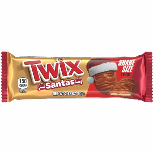 TWIX Caramel Cookie Santa Christmas Candy Bars Share Size Bar Perspective: front