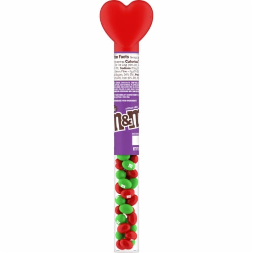 M&M'S Milk Chocolate Valentine Candy Heart Candy Cane Perspective: front